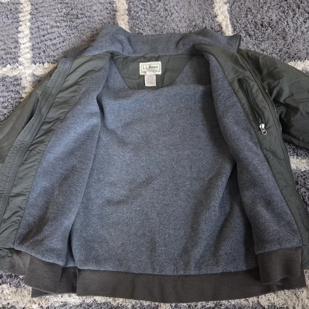 L.L.Bean‎ Men's Size XL Reg Warm-Up Olive Shell Fleece Lined Zip Bomber Jacket
